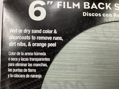 (2) Pack Of 6 Color Extra CX11137 6'' Film Back Sanding Discs P1500 Grit SHINE