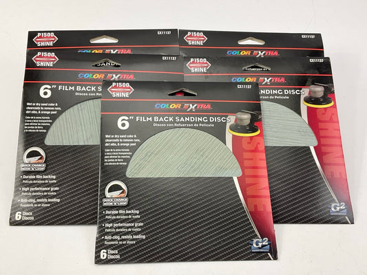 Color Extra CX11137 6'' Film Back Sanding Discs, P1500 Grit, 30 Discs Total