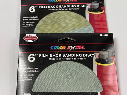 (2) Pack Of 6 - Color Extra CX11138 6'' Film Back Sanding Disc P2000 2000 Grit