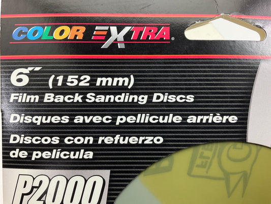 Pack Of 6 - Color Extra CX11138PK 6'' Film Back Sanding Disc P2000 2000 Grit