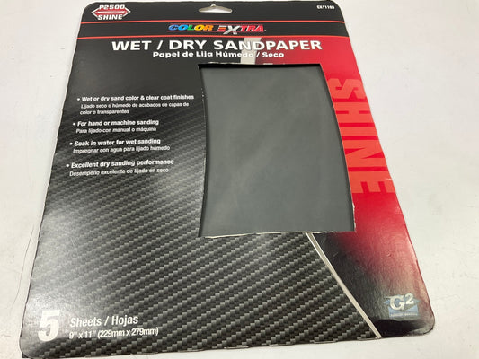 Pack Of 5 Color Extra WET/DRY Sandpaper Sheet 9'' X 11'' P2500 2500 Grit Shine
