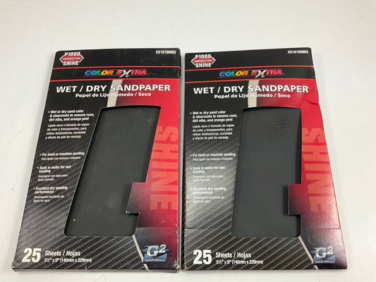 50 Sheets Color Extra CX161000G2 5.5''x9'' Wet Or Dry, 1000 Grit Sandpaper Sheets