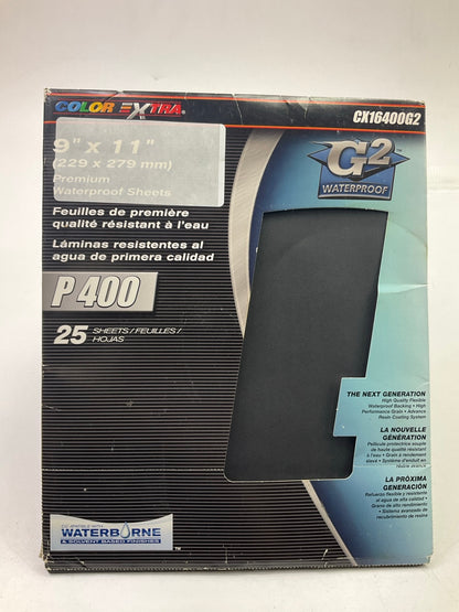 Color Extra CX16400G2 Sandpaper Sheets 9''x11'', 25 Sheets, Waterproof, P400 Grit