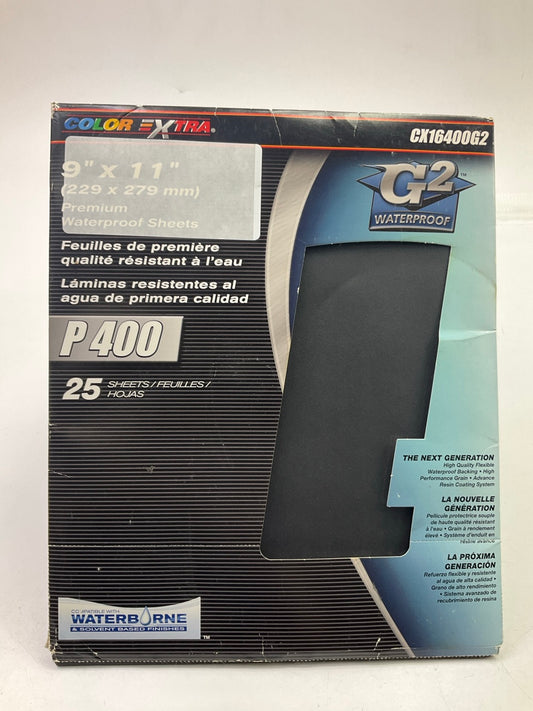Color Extra CX16400G2 Sandpaper Sheets 9''x11'', 25 Sheets, Waterproof, P400 Grit
