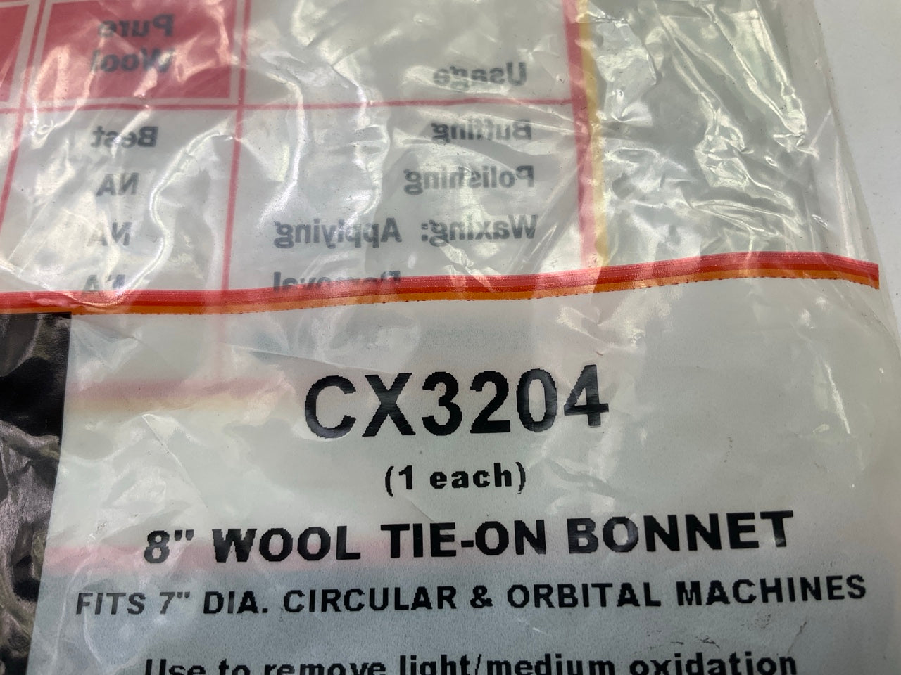 Color Extra CX3024 8'' Wool Tie-on Polishing Buffing Pad Bonnet