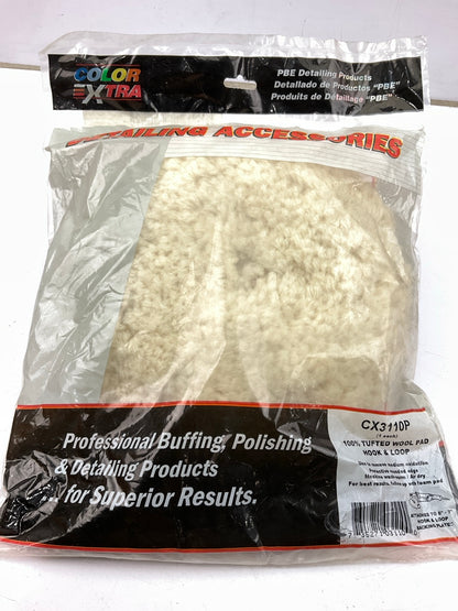 Color Extra CX3110P 100% Tufted 6''-7'' Wool Buffing Pad Hook & Loop