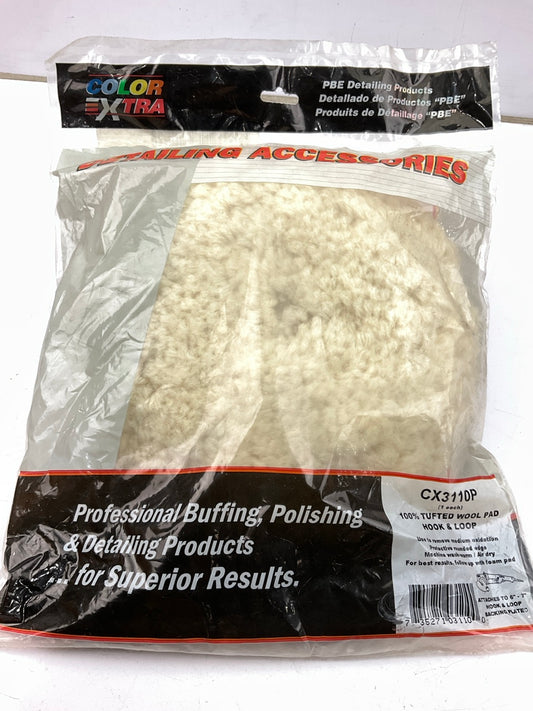 Color Extra CX3110P 100% Tufted 6''-7'' Wool Buffing Pad Hook & Loop