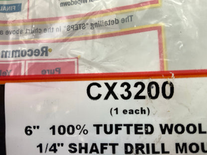 Color Extra CX3200 6'' 100% Tufted Wool Pad For 1/4'' Shaft Drill