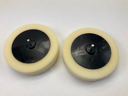 (2) Color Extra CX3201 6'' White Foam Polishing Buffing Pads, 1/4'' Drill Mount
