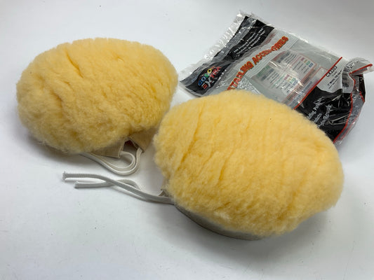(2) 7'' Electric Car Wool Polishing Buffing Sanding Bonnet Tie On Car Buffer Pads