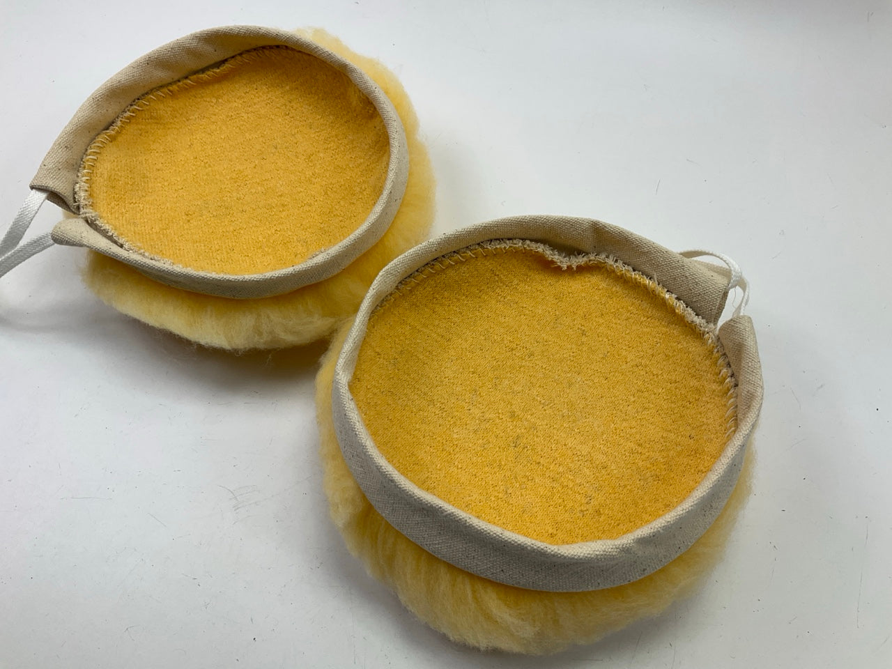 (2) 7'' Electric Car Wool Polishing Buffing Sanding Bonnet Tie On Car Buffer Pads
