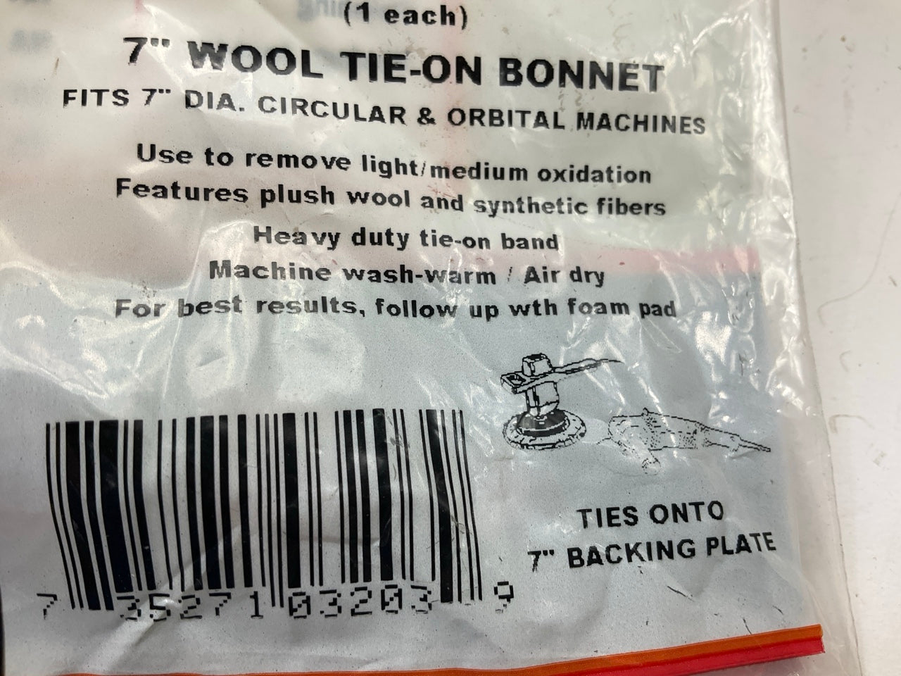 (2) 7'' Electric Car Wool Polishing Buffing Sanding Bonnet Tie On Car Buffer Pads