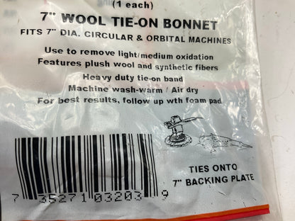 (2) 7'' Electric Car Wool Polishing Buffing Sanding Bonnet Tie On Car Buffer Pads