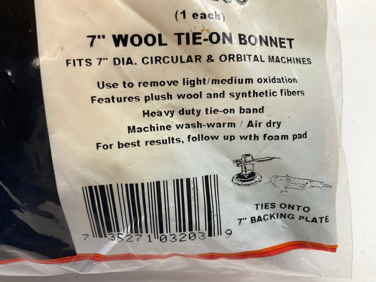 Color Extra CX3203 7'' Wool Tie Onorbital Buffer Pad Bonnet