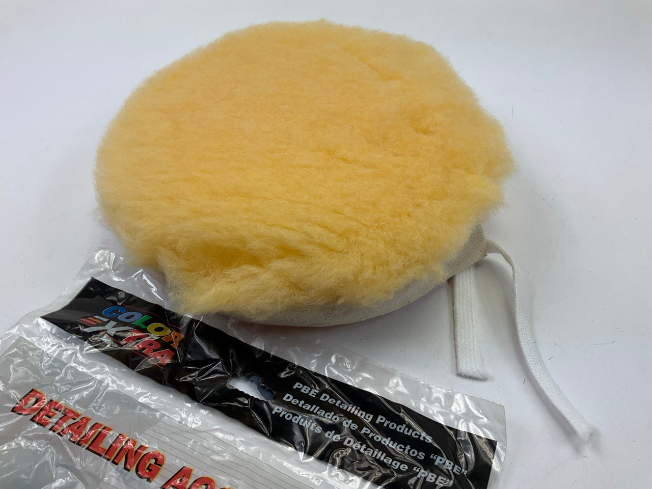 Color Extra CX3204 Polishing Buffing Pad Bonnet - 8'' Wool Tie-On Bonnet