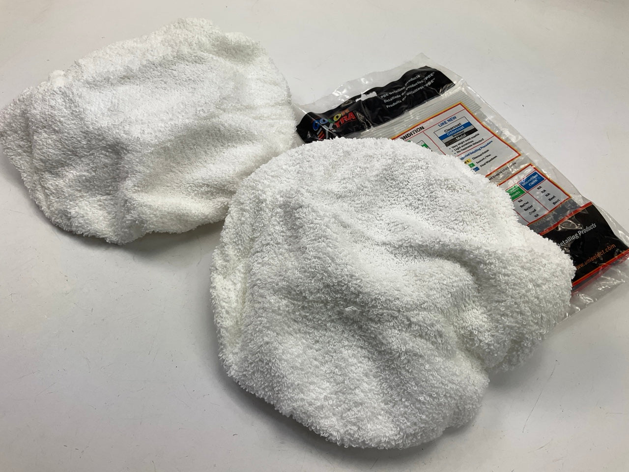 2 Color Extra CX3208 9''-10'' Cotton Terry Orbital Bonnet Elastic Band Buffing Pad