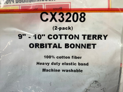 2 Color Extra CX3208 9''-10'' Cotton Terry Orbital Bonnet Elastic Band Buffing Pad