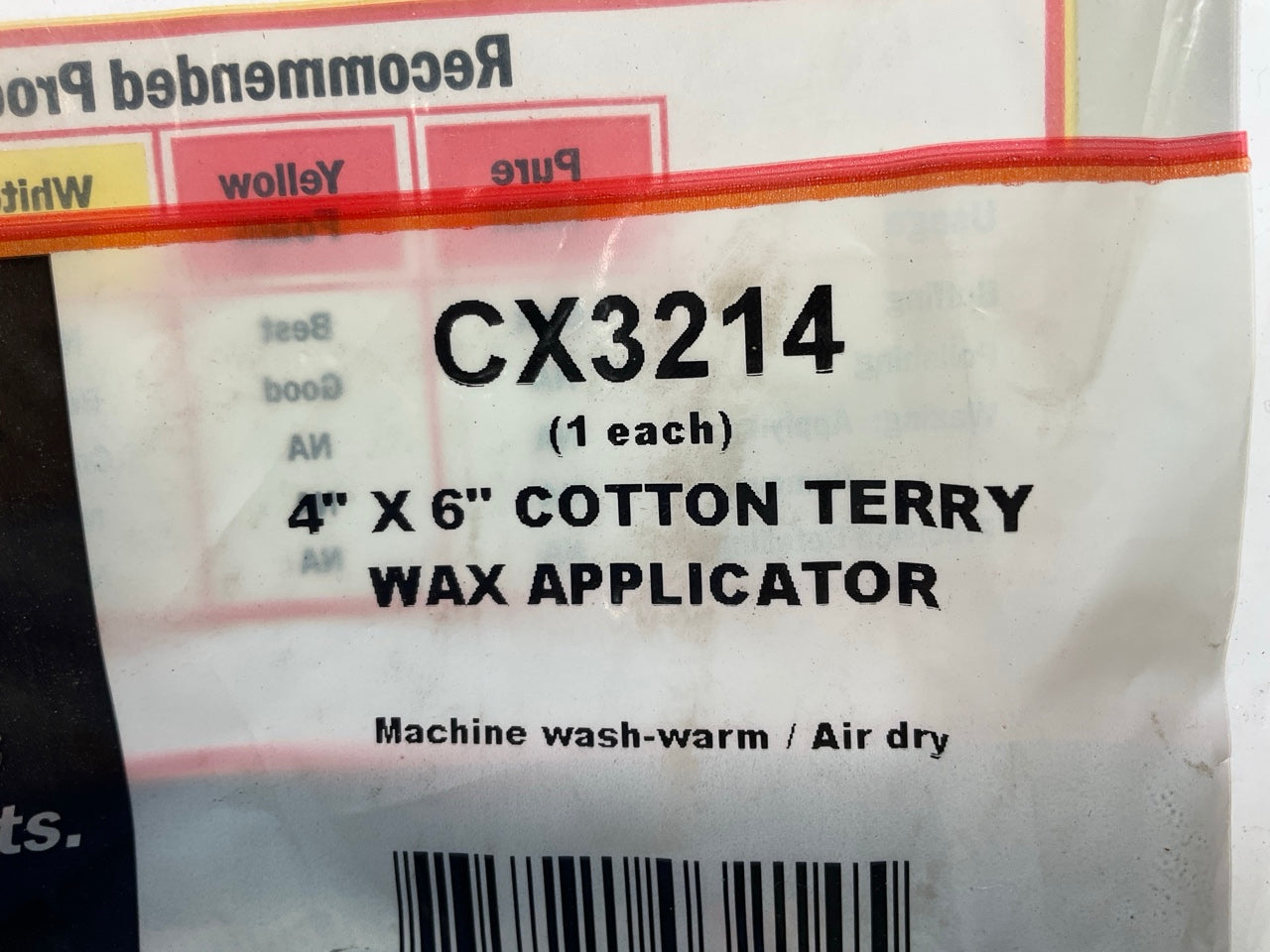 Color Extra CX3214 Car Wash 4''x6'' Cotton Terry Wax Applicator Sponge Pad