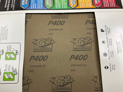 PACK Of 4 Color Extra CX8228 WET/DRY Sandpaper Sheet P400 400 Grit Smooth 9''X11''