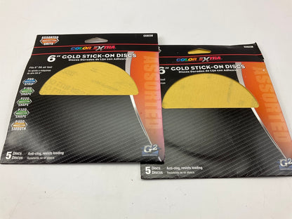 (2) Pack Of 5 - Color Extra CX8239 6'' Gold Stick-On Discs Assorted Grits