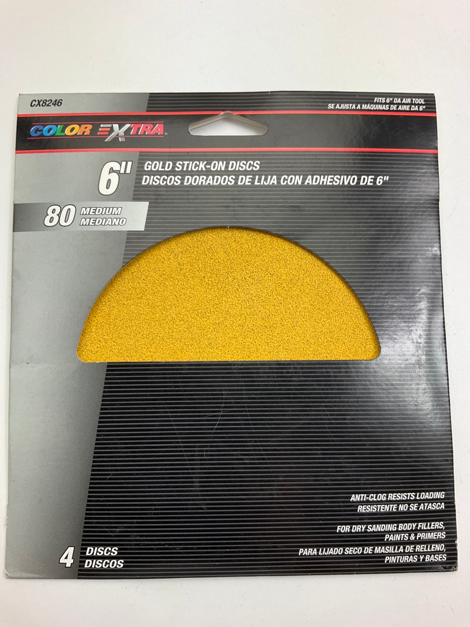 Pack Of 4 - Color Extra CX8246 6'' Gold Stick-On Sanding Discs GRIT 80 MEDIUM
