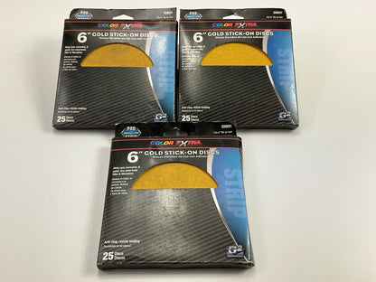 75 Total - Color Extra CX8251 6'' Gold Stick-on Sanding Discs P80 80 Grit Stick