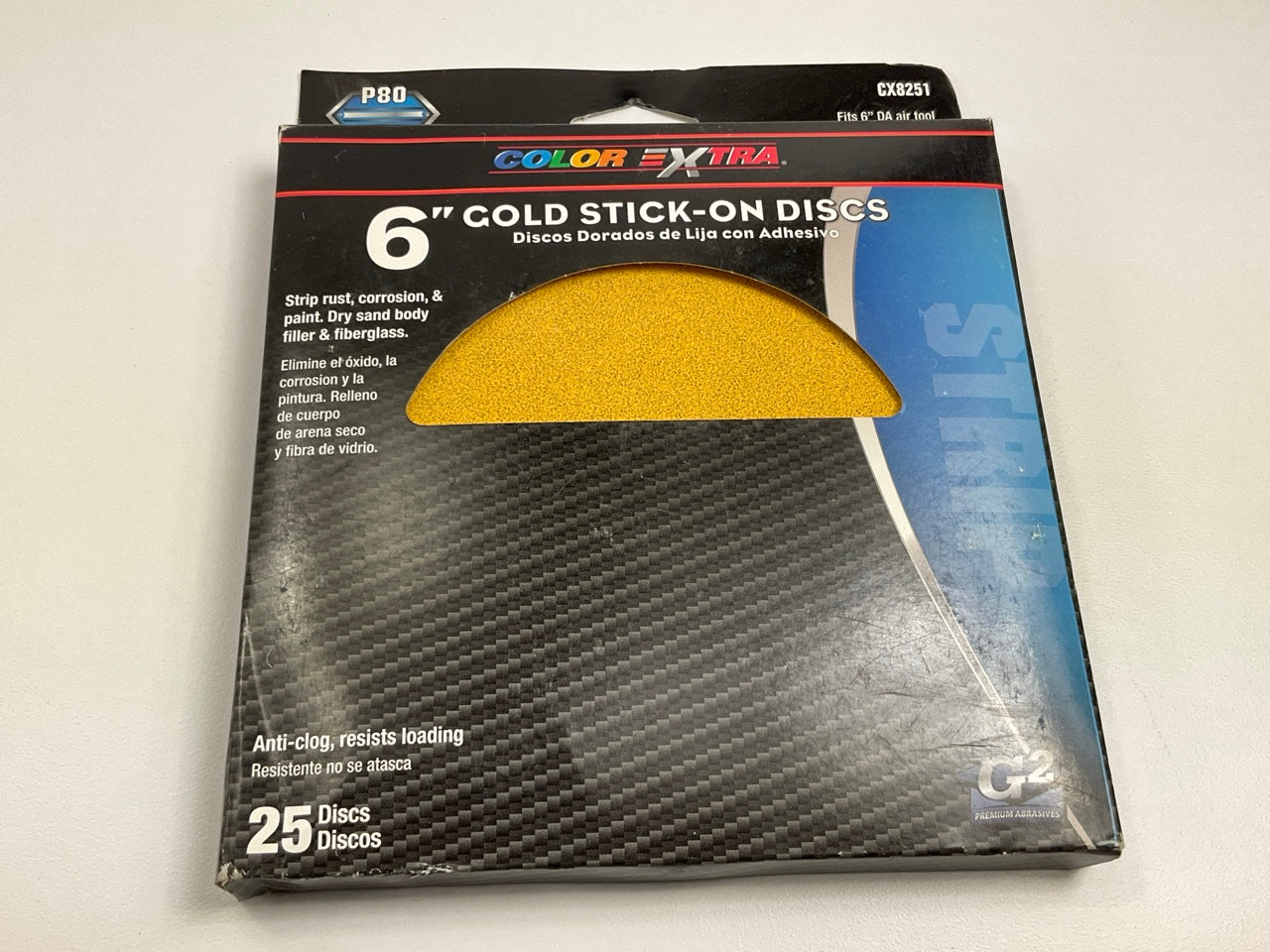 75 Total - Color Extra CX8251 6'' Gold Stick-on Sanding Discs P80 80 Grit Stick