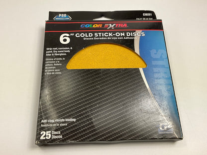 75 Total - Color Extra CX8251 6'' Gold Stick-on Sanding Discs P80 80 Grit Stick