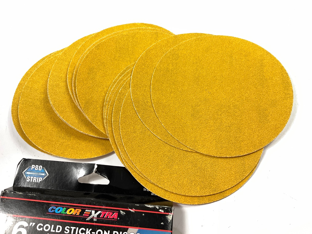 Pack Of 25 Color Extra CX8251 6'' Gold Stick-on Sanding Discs P80 80 Grit Stick