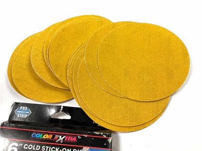 Pack Of 25 Color Extra CX8251 6'' Gold Stick-on Sanding Discs P80 80 Grit Stick