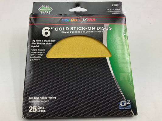 Pack Of 25 Color Extra CX8252 6'' Gold Stick On Sanding Disc P180 180 Grit Shape