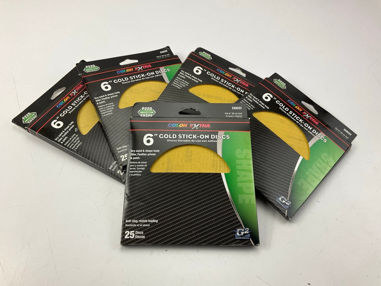 Color Extra CX8253 6'' Gold Stick On Sanding Discs, 220 Grit - 125 Pack