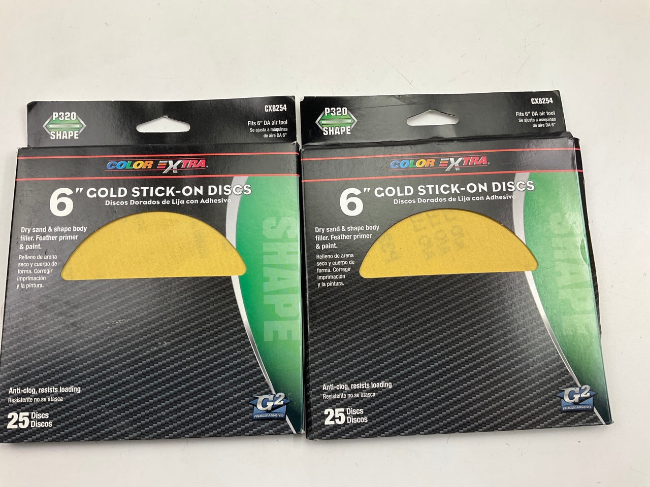 (2) Pack Of 25 Color Extra CX8254 6'' Gold Stick On Sanding Discs 320 Grit Shape