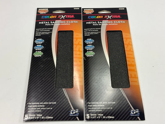 2 Packs Of 5 Color Extra CX8260 Metal Sanding Cloths 3-2/3'' X 9'', Assorted Grits