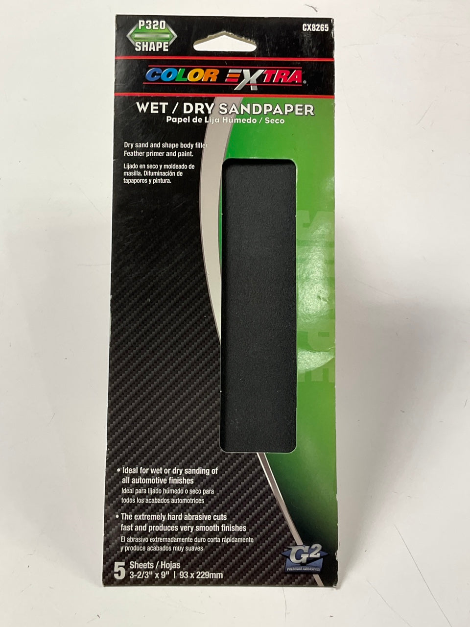 Pack Of 5 Color Extra CX8265 WET/DRY Sandpaper Sheets 320 Grit Shape 3-2/3''X9''