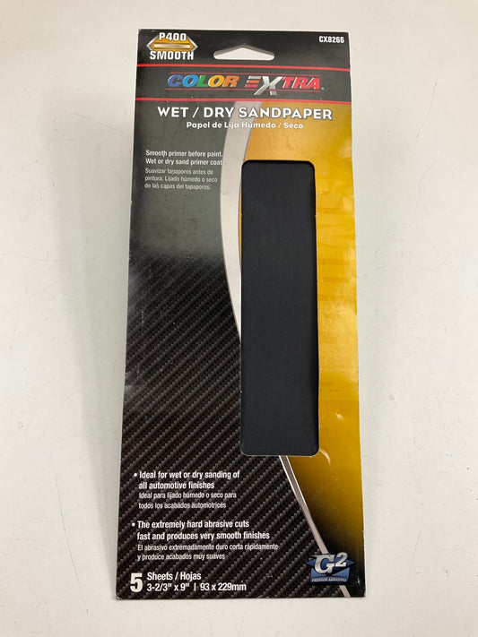Pack Of 5 - Color Extra CX8266 WET / DRY Sandpaper Sheets 3-2/3'' X 9'' P400 Grit