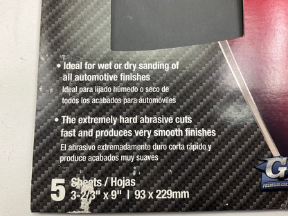 Pack Of 5 Color Extra CX8269 WET/DRY Sandpaper Sheets 1500 Grit Shine 3-2/3''X9''