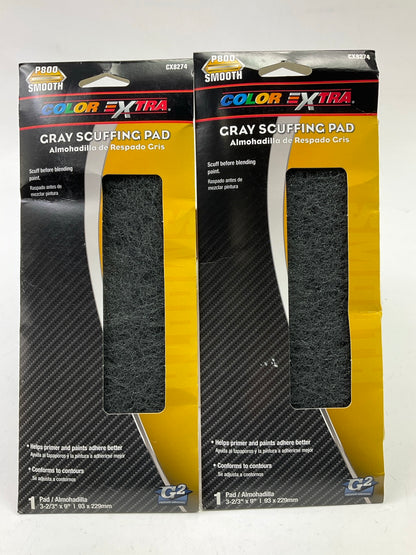 (2) Color Extra CX8274 Gray Scuffing Pads, 3-2/3'' X 9'' P800 800 Grit, SMOOTH