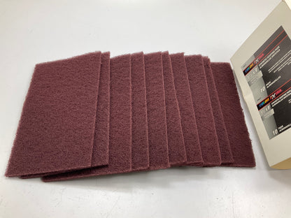 (10) Color Extra CX8277 5-1/2'' X 9'' Synthetic Scuffing Pads, Maroon
