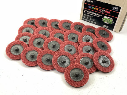 25 PACK Color Extra CX8297 2'', Medium Grit Finishing Sanding Discs Surface Prep.