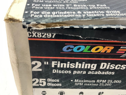 25 PACK Color Extra CX8297 2'', Medium Grit Finishing Sanding Discs Surface Prep.