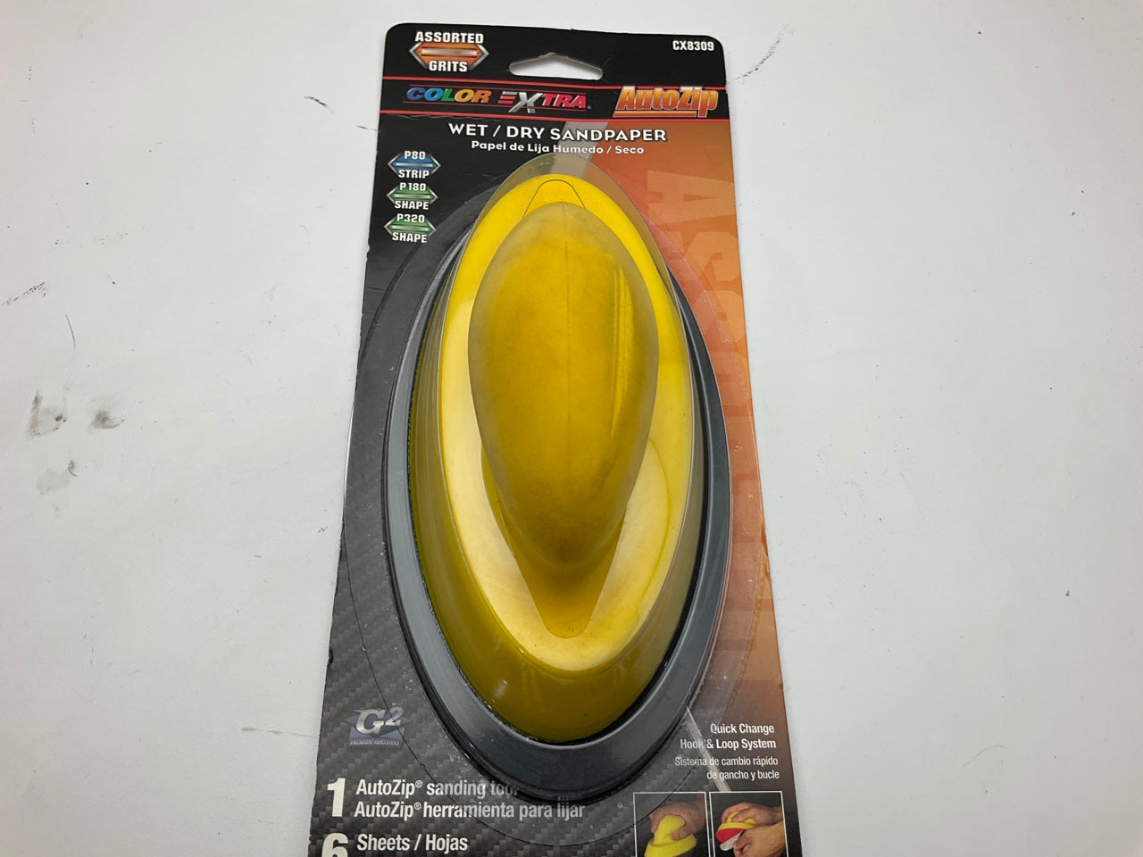 Color Extra CX8309 WET/DRY Sandpaper Holder W/ 6 Assorted Sheets 80 180 320 Grit
