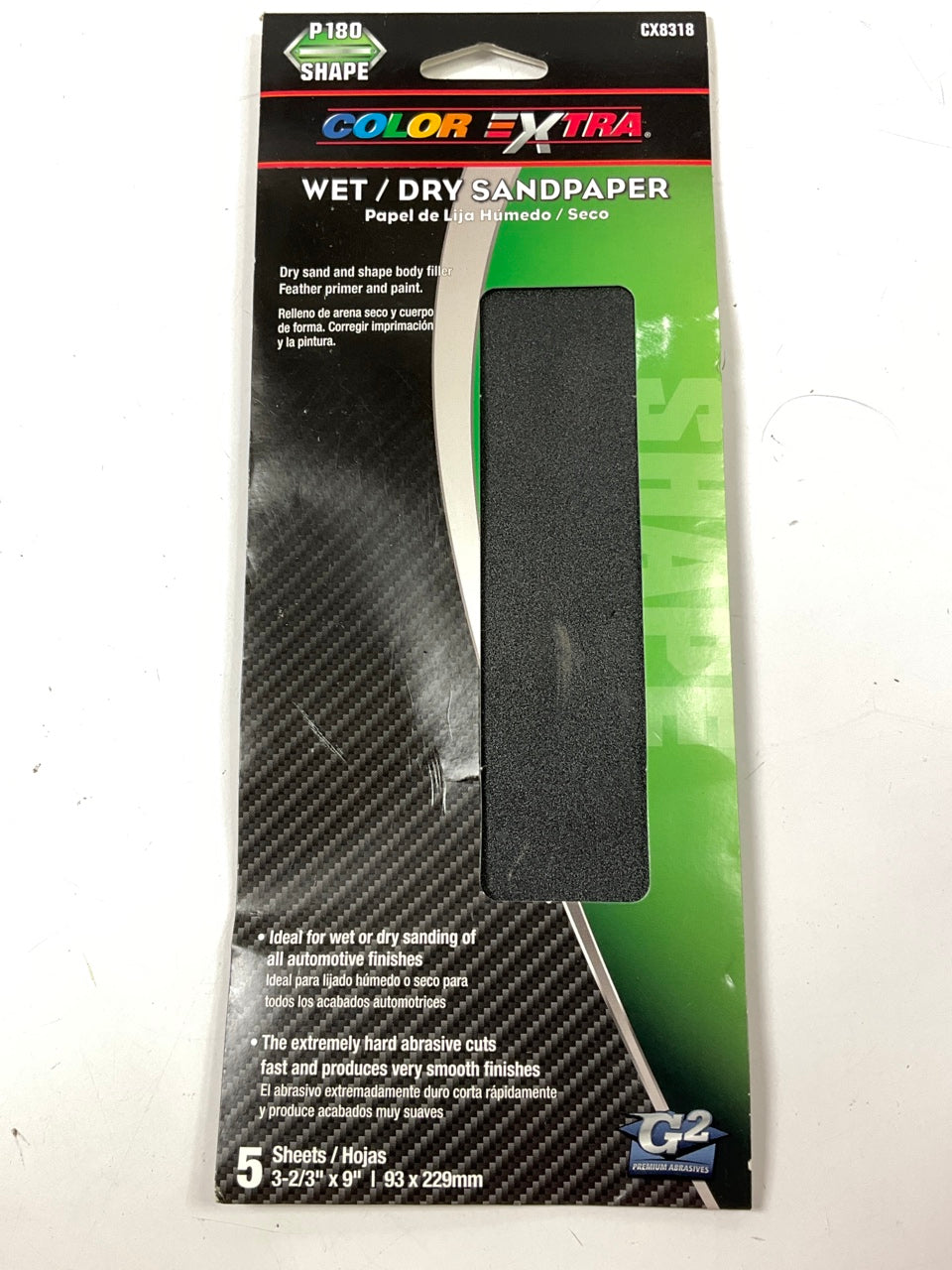 Color Extra CX8318 WET DRY Sandpaper Sheets 180 Grit Shape 3-2/3''X9'' - 5 PACK
