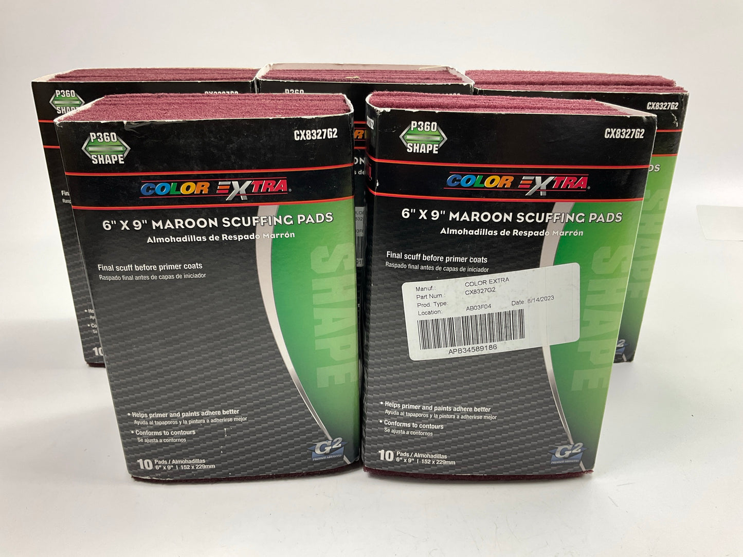 Pack Of 50 - COLOR EXTRA Maroon Scuffing Pads P360 Shape 360 Grit  6'' X 9''