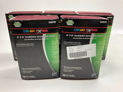 Pack Of 50 - COLOR EXTRA Maroon Scuffing Pads P360 Shape 360 Grit  6'' X 9''