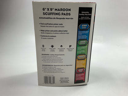 Pack Of 50 - COLOR EXTRA Maroon Scuffing Pads P360 Shape 360 Grit  6'' X 9''