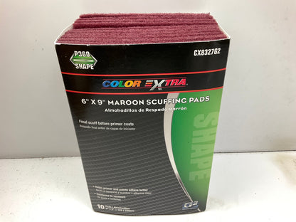 Pack Of 10 - Maroon Scuffing Pads P360 Shape 360 Grit  6'' X 9''
