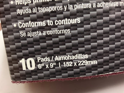 Pack Of 10 - Maroon Scuffing Pads P360 Shape 360 Grit  6'' X 9''