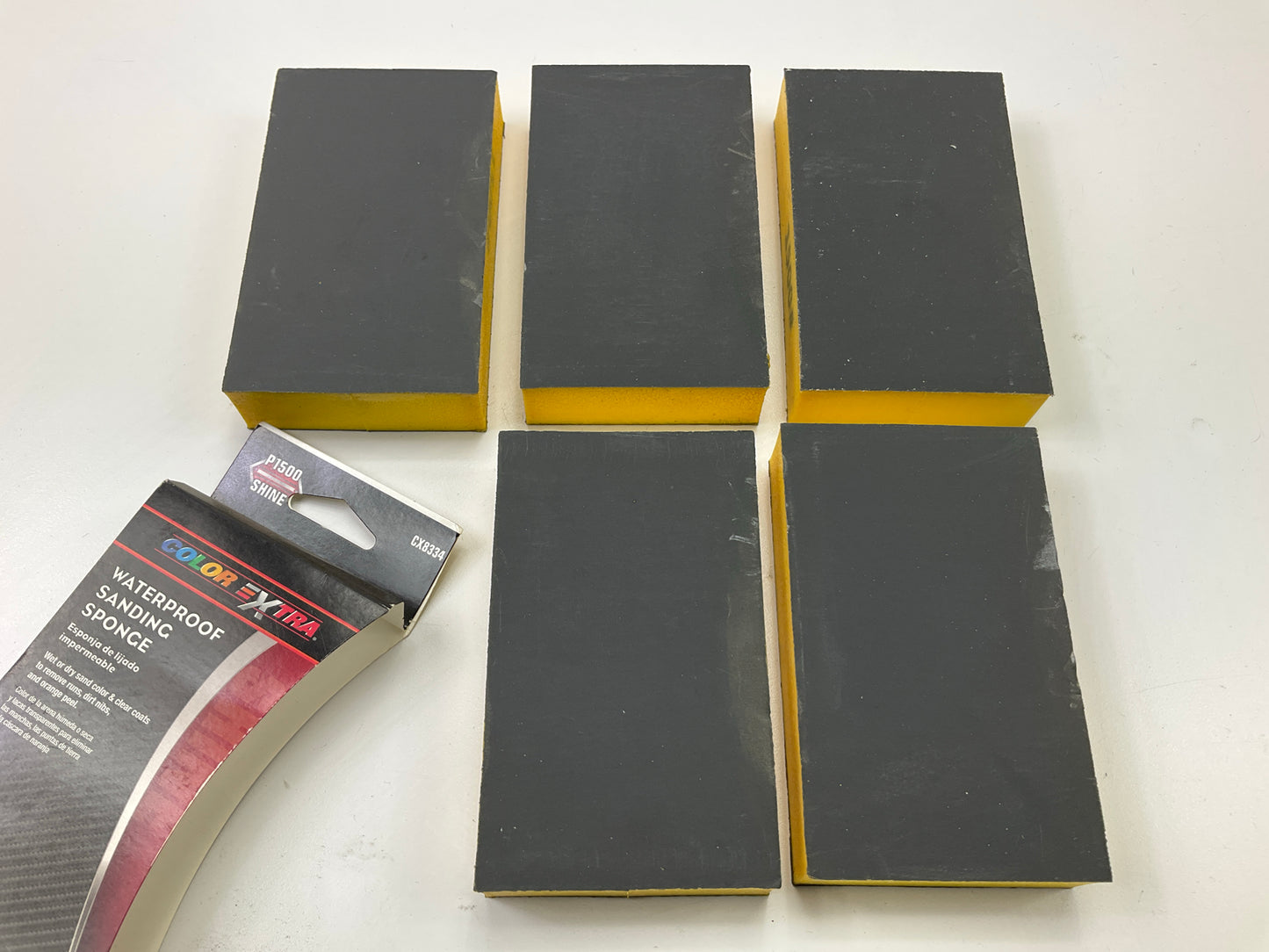 (5) Color Extra CX8334 Waterproof Sanding Sponge P1500 Shine 1500 Grit 3''x5''x1''
