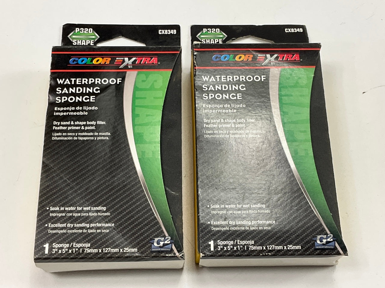 (2) Color Extra CX8349 Waterproof Sanding Sponges - 3'' X 5'' X 1''